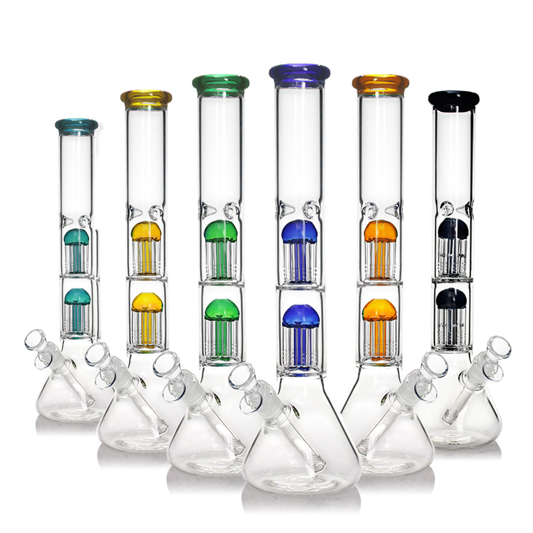16" Double Tree 8 Arm Perc Beaker Bong
